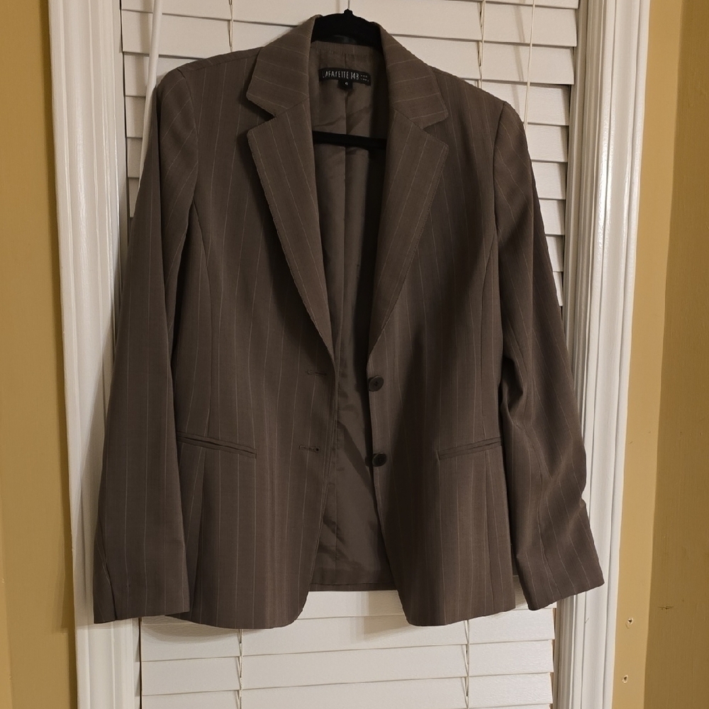 Lafayette 148 New York Gray Blazer Modern Fit Notched Lapel
